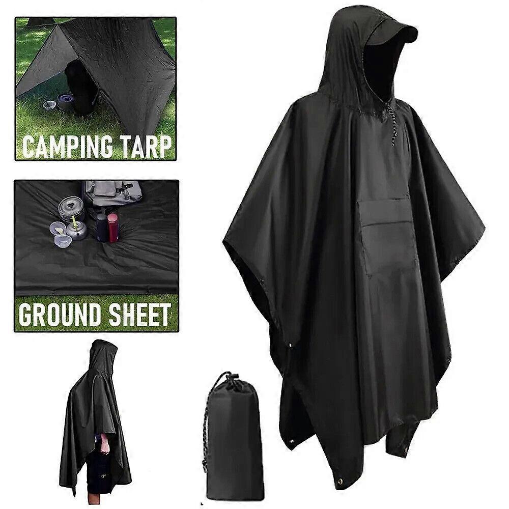 Vattentät Regn Poncho Regnkläder 3 i 1 Regnrock Cykelskydd Huva Cape Vandring, 100% Ny