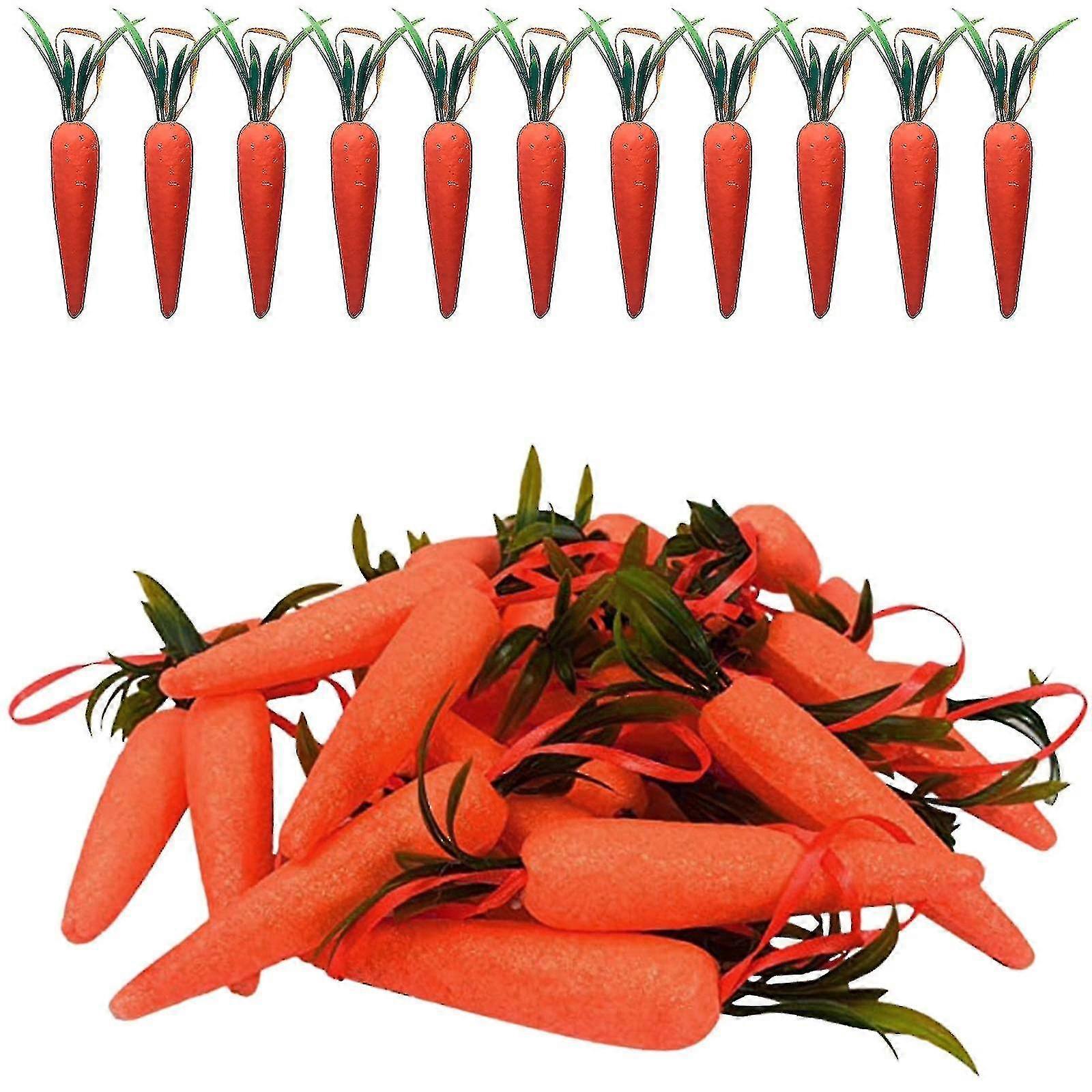 6 Inch Easter Carrot Hanging Ornaments Artificial Easter Foam Glitter Carrots