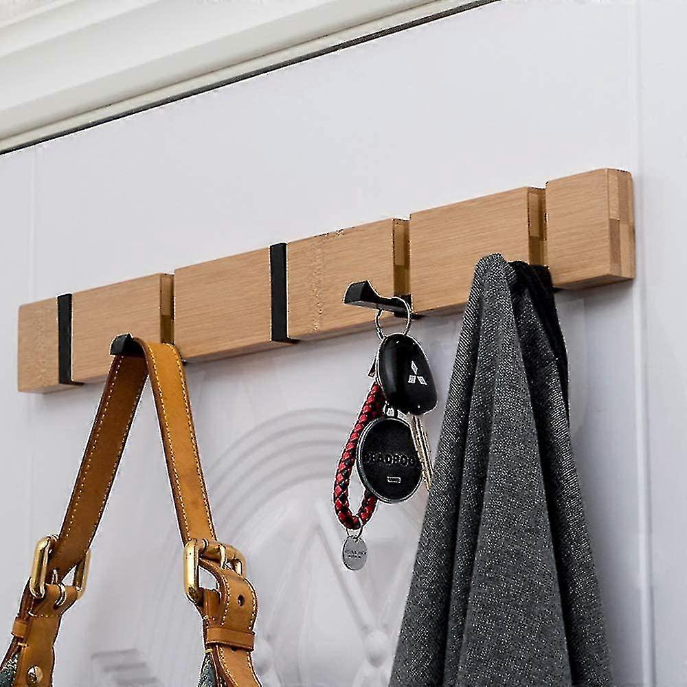 Modern Wall Coat Hook, Wooden Coat Rack Foldable Coat Hook,5 Hooks