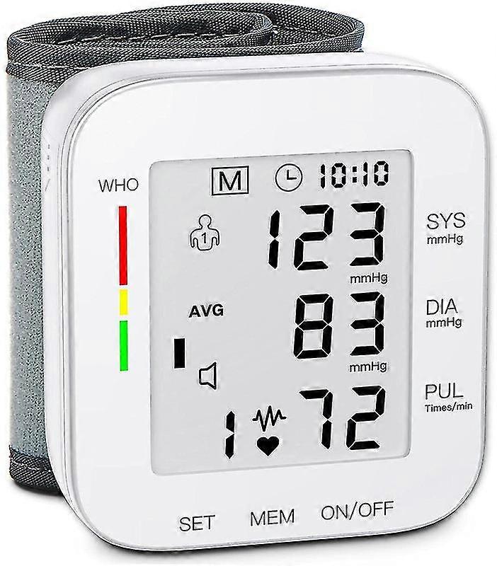 Blood Pressure Monitor Wrist Bp Monitor Large Lcd Display Adjustable Wrist Cuff 5.31-7.68inch Automatic 90x2 Sets Memory For Home Use