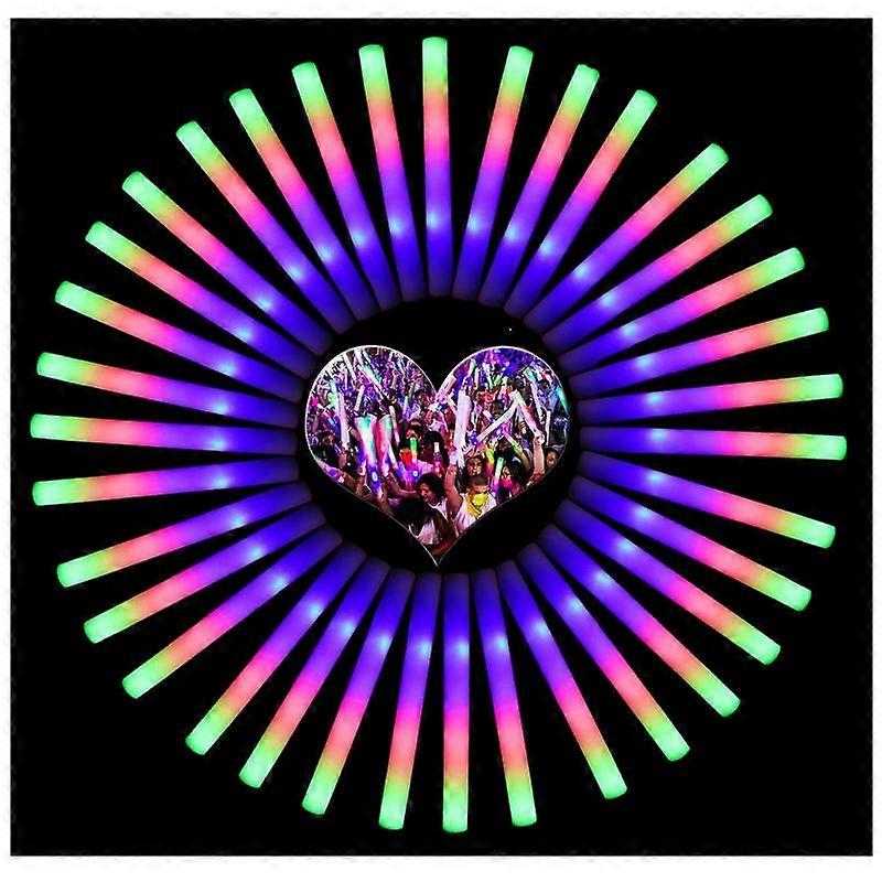 30pcs LED Foam Glow Sticks,Glow Batons,Light up Foam Sticks 3 Colors LED Strobe Stick for Party Supplies,Kids Party,Music Festival Party