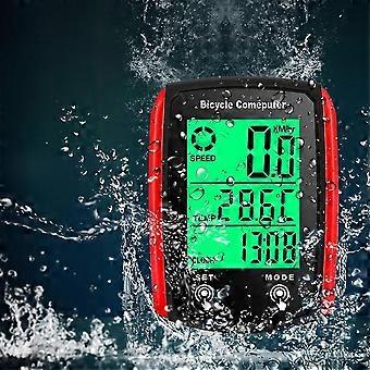 high quality Black And Red Wired Bicycle Computer, Waterproof Bicycle Computer With French Backlight Lcd Hd Scree