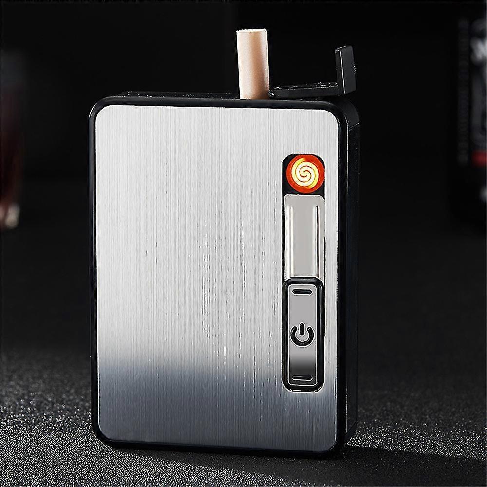 2-in-1 Automatic Rechargeable Cigarette Case Cigarette Lighter Flameless Lighter-MXBC