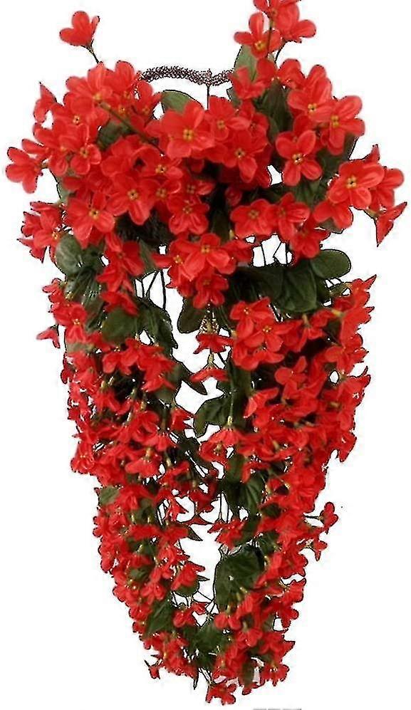 עלי כותרת תלויים פרחים מלאכותיים, ויסטריה מלאכותית תלוי פרחים לקישוט בית החתונה (ורד אדום)