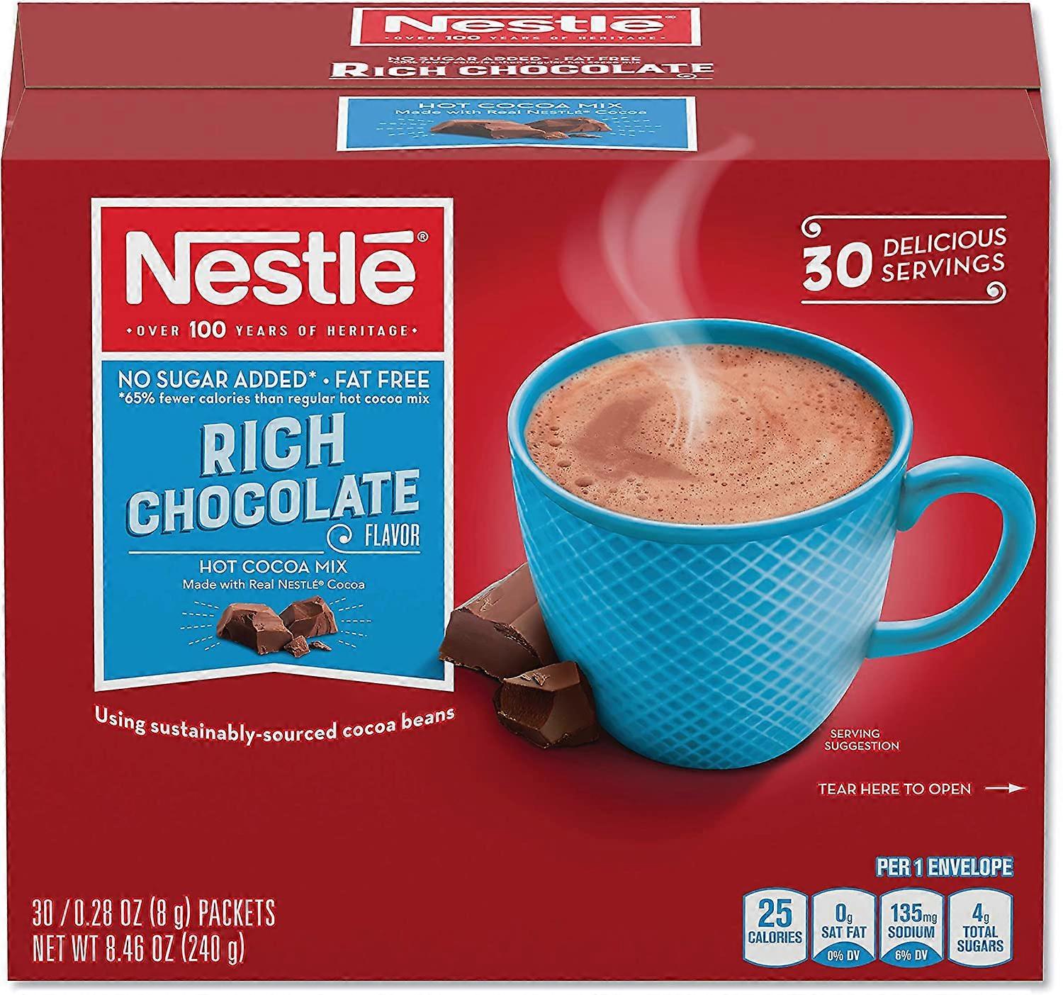 NES61411 - Nestle No-Sugar-Added Hot Cocoa Mix Envelopes 30 pack/0.28 oz each/net wt 8.46 oz
