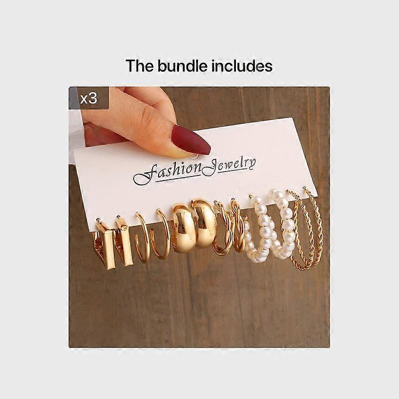 JUEGE * 6 أزواج مجموعة من خمر اللون الذهبي على شكل حرف C حلق الأقراط النساء الملحقات لحفلة عيد ميلاد مجوهرات هدية