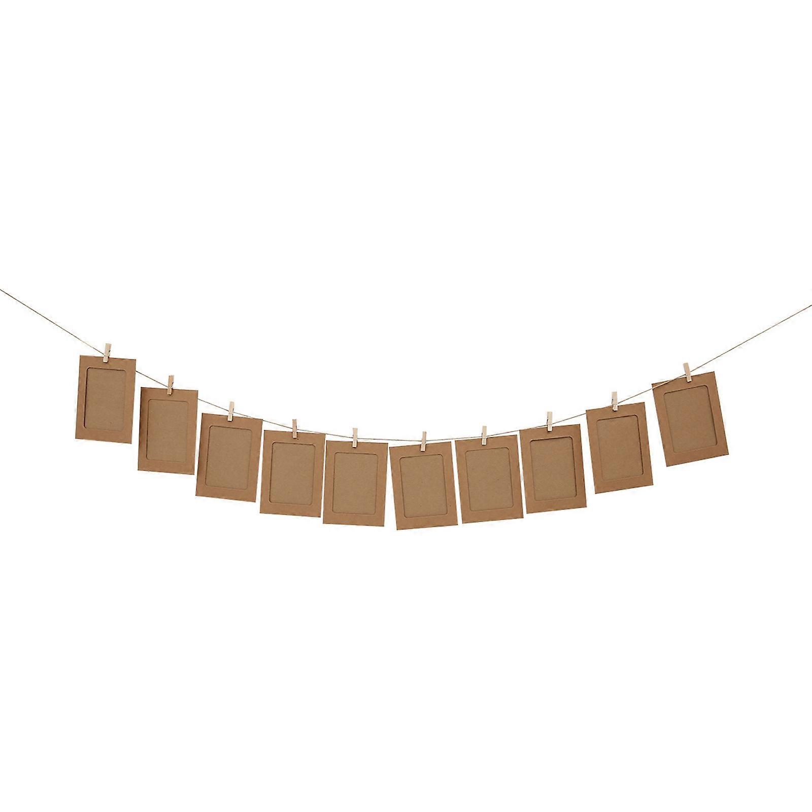 Combination Paper Frame 10 Pcs with Clips Hemp Rope DIY Set Accessory for Home Wall Hanging Photos Album Picture Frames