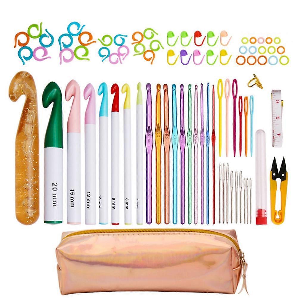 83 Pcs Soft Grip Handles Crochet Hooks Kit DIY Hand Knitting Tools Durable