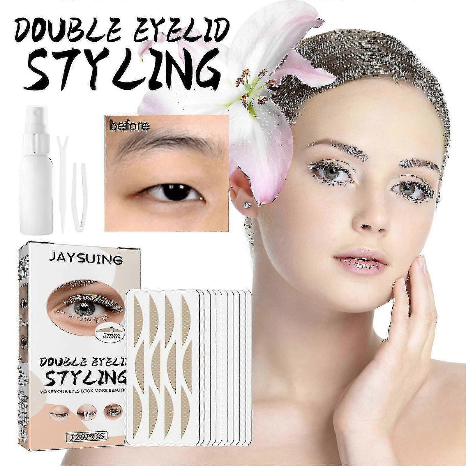 Patch double paupière Jaysuing colle à l’eau, invisible, respirant, patch double paupière, cache-œil sans colle |