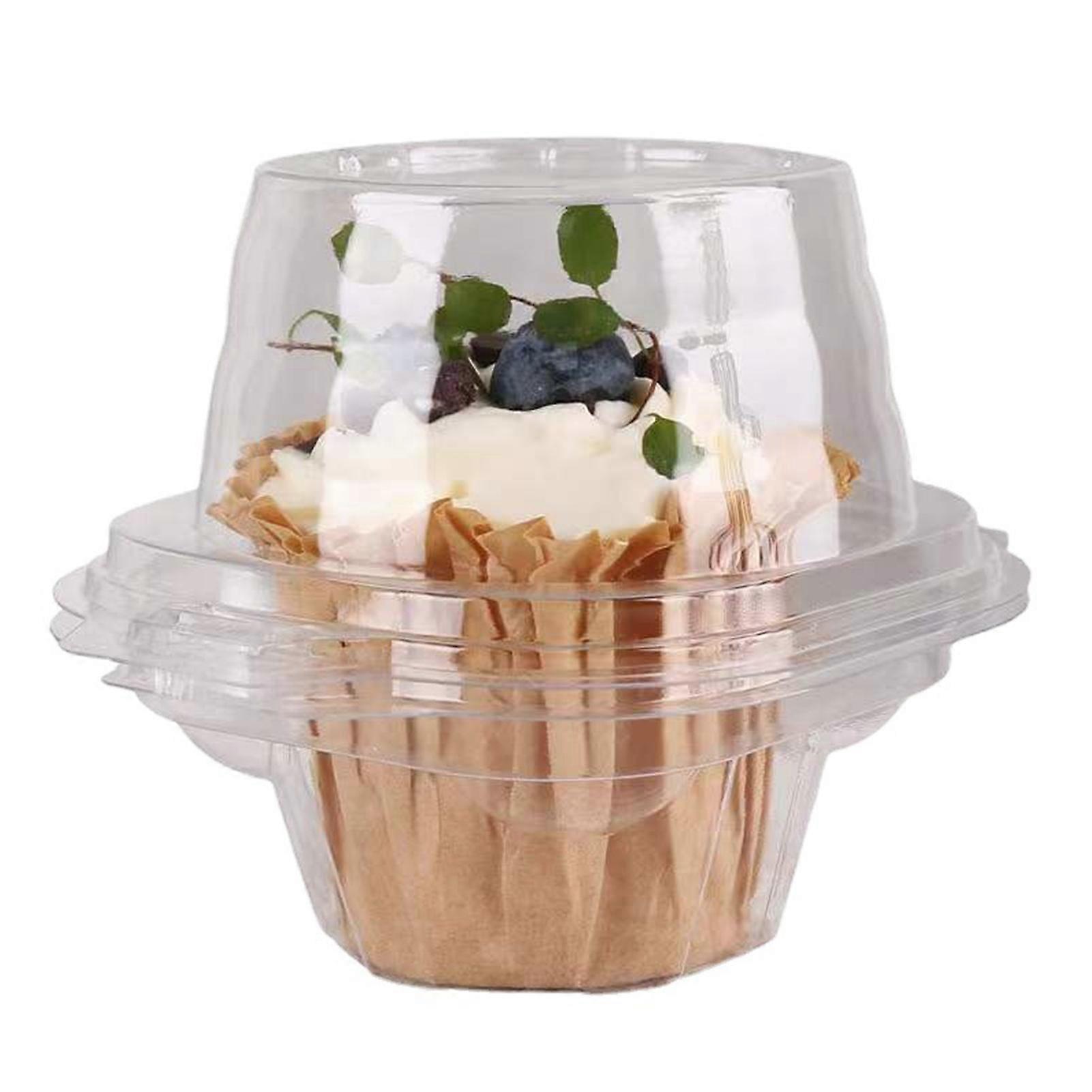 50Pcs Tall Cupcake Boxes Stackable Deep Dome Cupcake Containers Plastic Cupcake Holders for Shipping Display