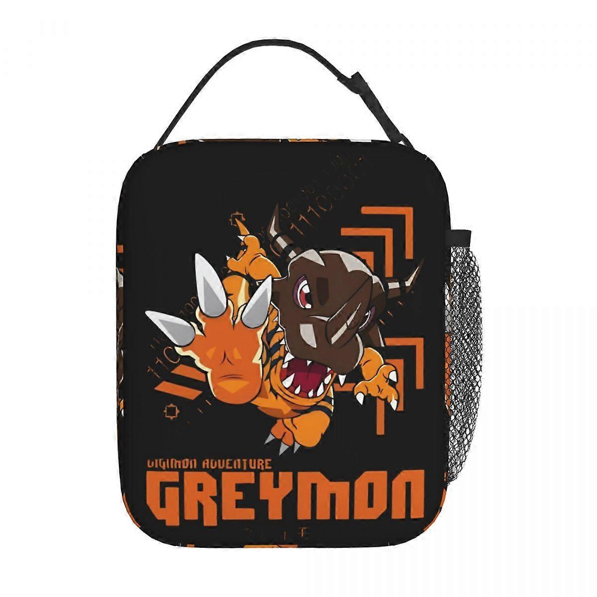Digimon Adventure Greymon Sacs à lunch isothermes Sac thermique RéutilisableLunch Container Portable Tote Lunch Box Bureau Pique-