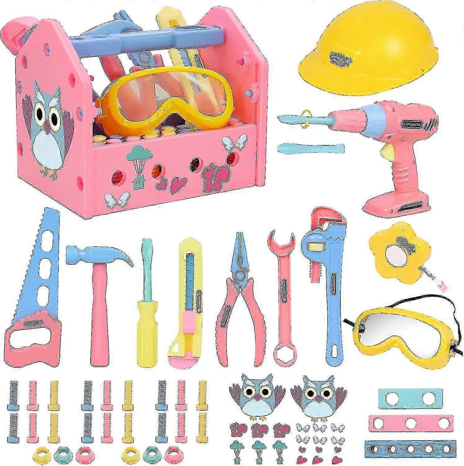 فتاة لعبة أداة مجموعة التظاهر اللعب البناء أداة الملحقات أداة اللعب مع قبعة أداة مربع الشريط قياس لعبة مطرقة الحفر الكهربائية JZ