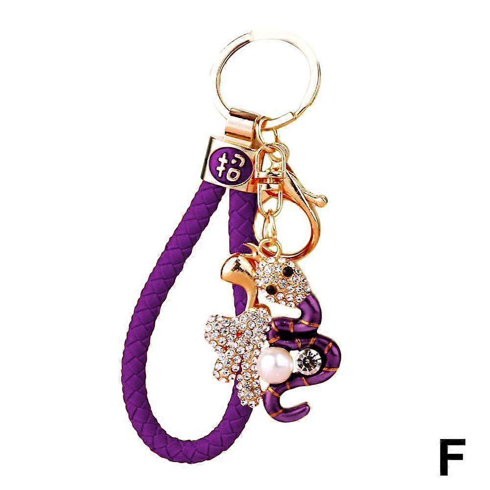 Chinese Style Creative Alloy Diamond Studded Fu Character Zodiac Snake Keychain