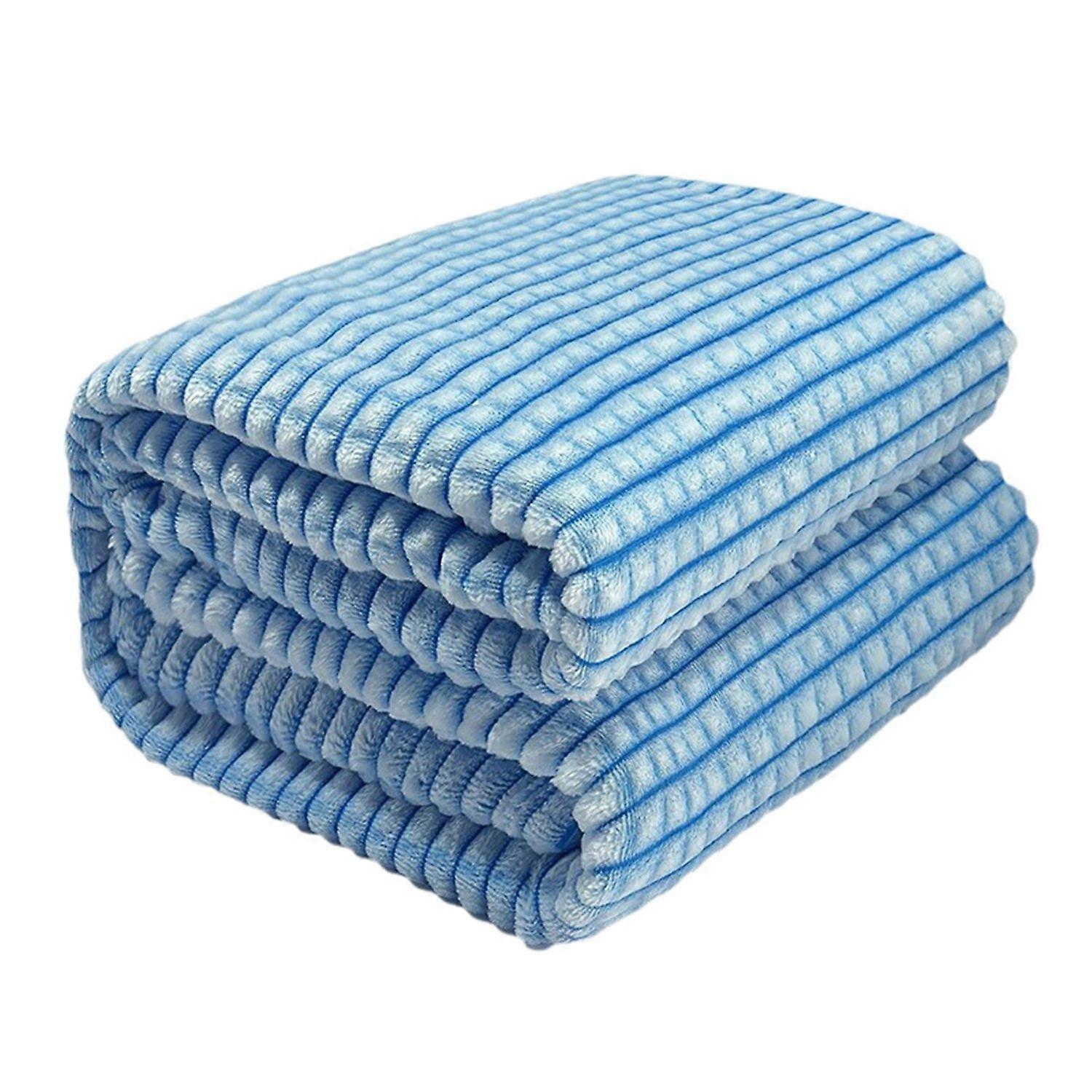 Summer AC Flannel Blanket Thickened Double-sided Coral Plush Checked Texture Solid Color Office Nap
