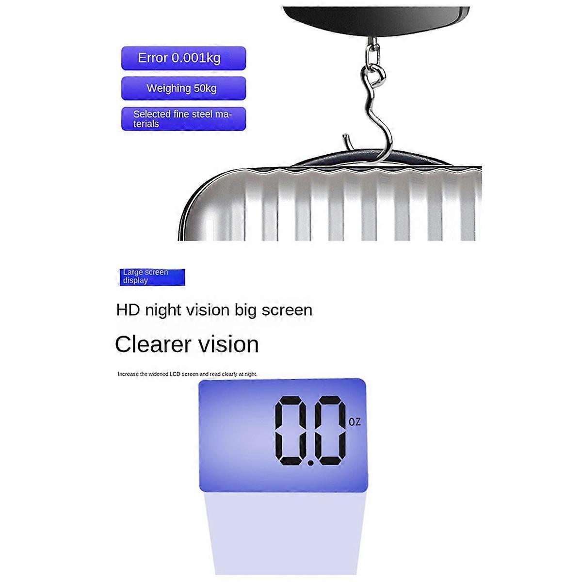 50KG Travel Luggage Scale Portable Handheld Electronic Scale with Hook Weighing, Express Fishing Handheld Scale
