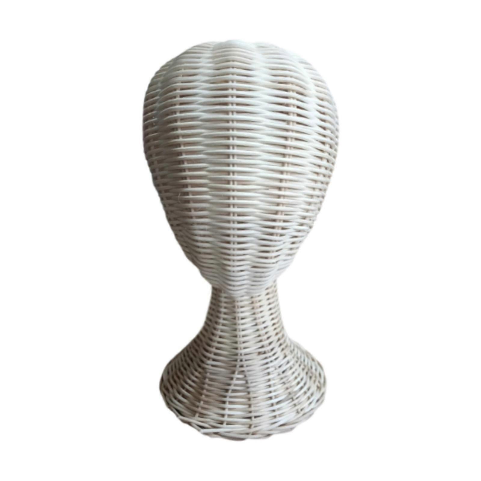 Woven Rattan Hat Display Stand Wig Holder Multiuse for Salon Houhold Desktop