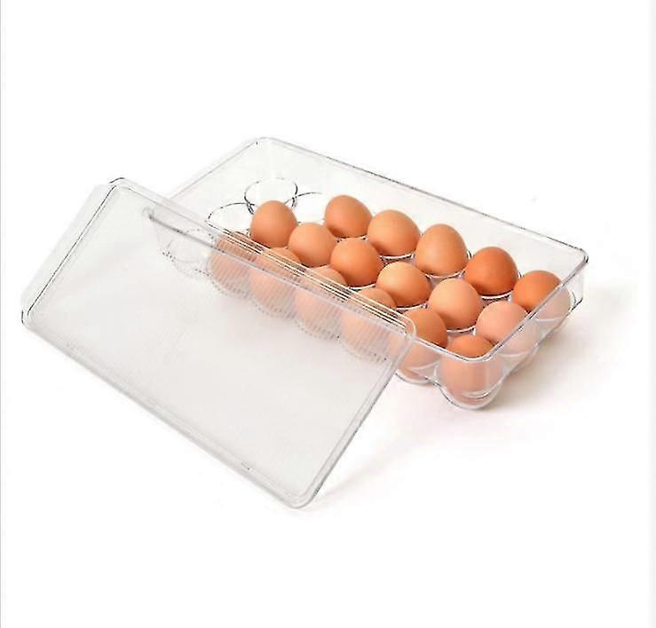 Staable Plastic Egg Holder, Bpa Free Fridge Organizer With Lid Handles, Refrigerator Storage Container,, Clear