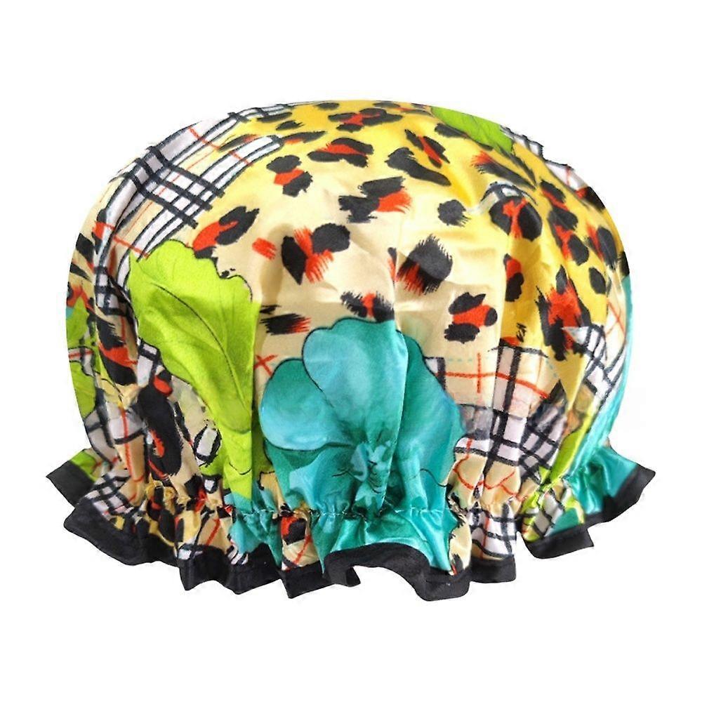 Double-layer colored shower cap waterproof padded cap printed bathroom cap daily necessities