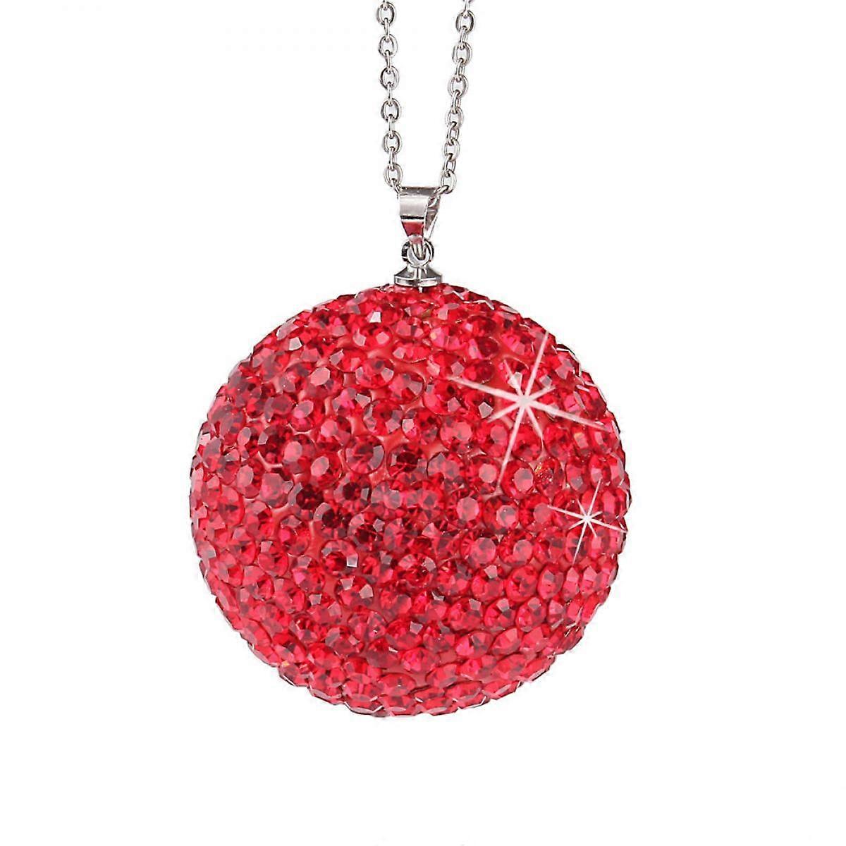 Red Car Mirror Accessories for Women Girl Car Mirror Decor Pink Bling Crystal Ball for Car Rear View Mirror Charm Hanging
