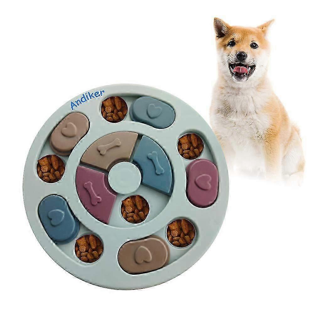 Round Dog Puzzle Feeder Toy, Durable Dog Interactive Toy, Dog Brain Games (Blue)