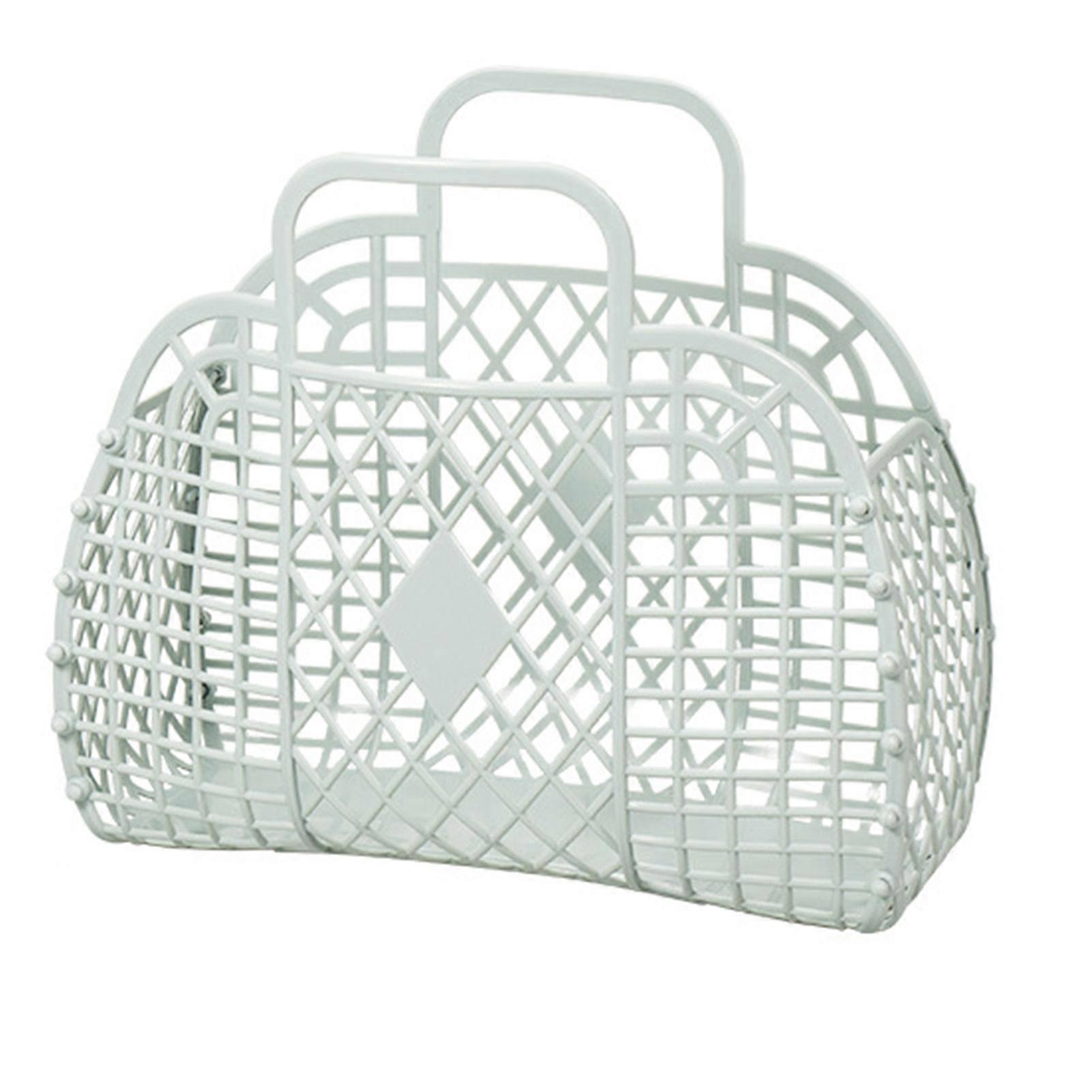 Foldable Carrying Basket Hollowed Out Design Breathable Plastic Laundry Basket for Home