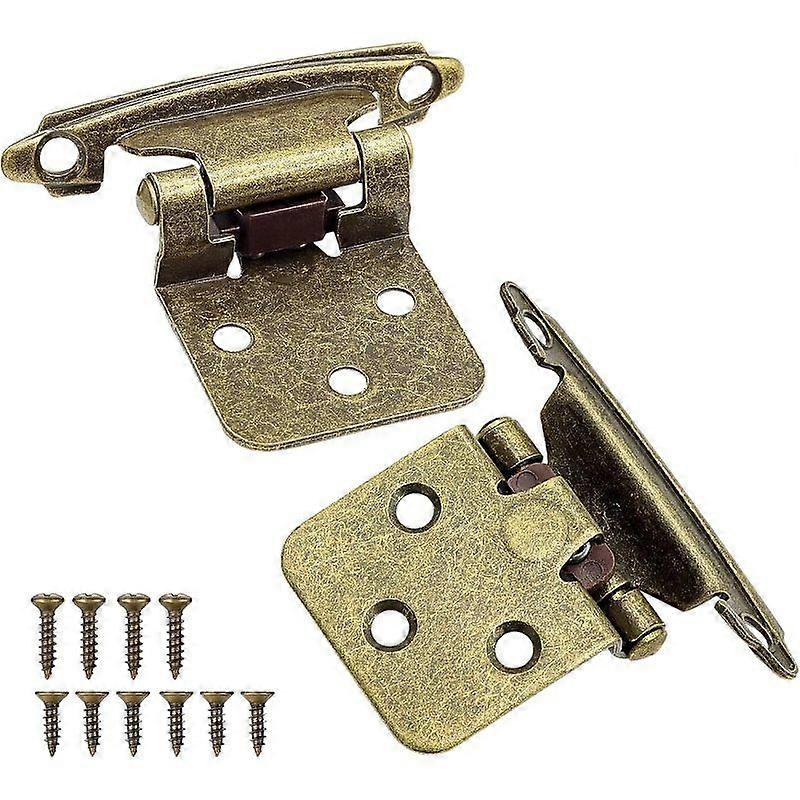 Cabinet Hinge Brushed Nickel for Kitchen Cabinet Doors (1 Pair-2 Pieces)-1/2"Covered (Variable)-Self-Closing Kitchen Cabinet Hinges Flush Mounting