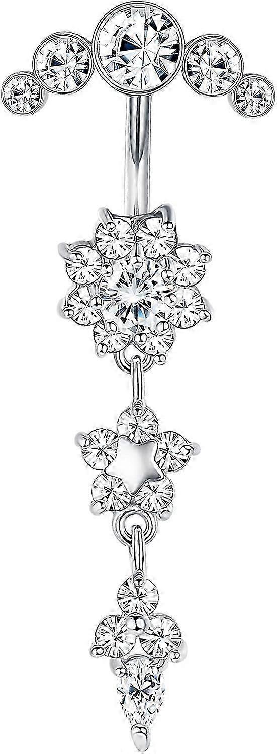 14G Belly Button Piercing Surgical Steel 316L Belly Button Piercing 10 mm Bar Length Belly Button Piercing Hanging CZ Belly Button Piercing Set Belly