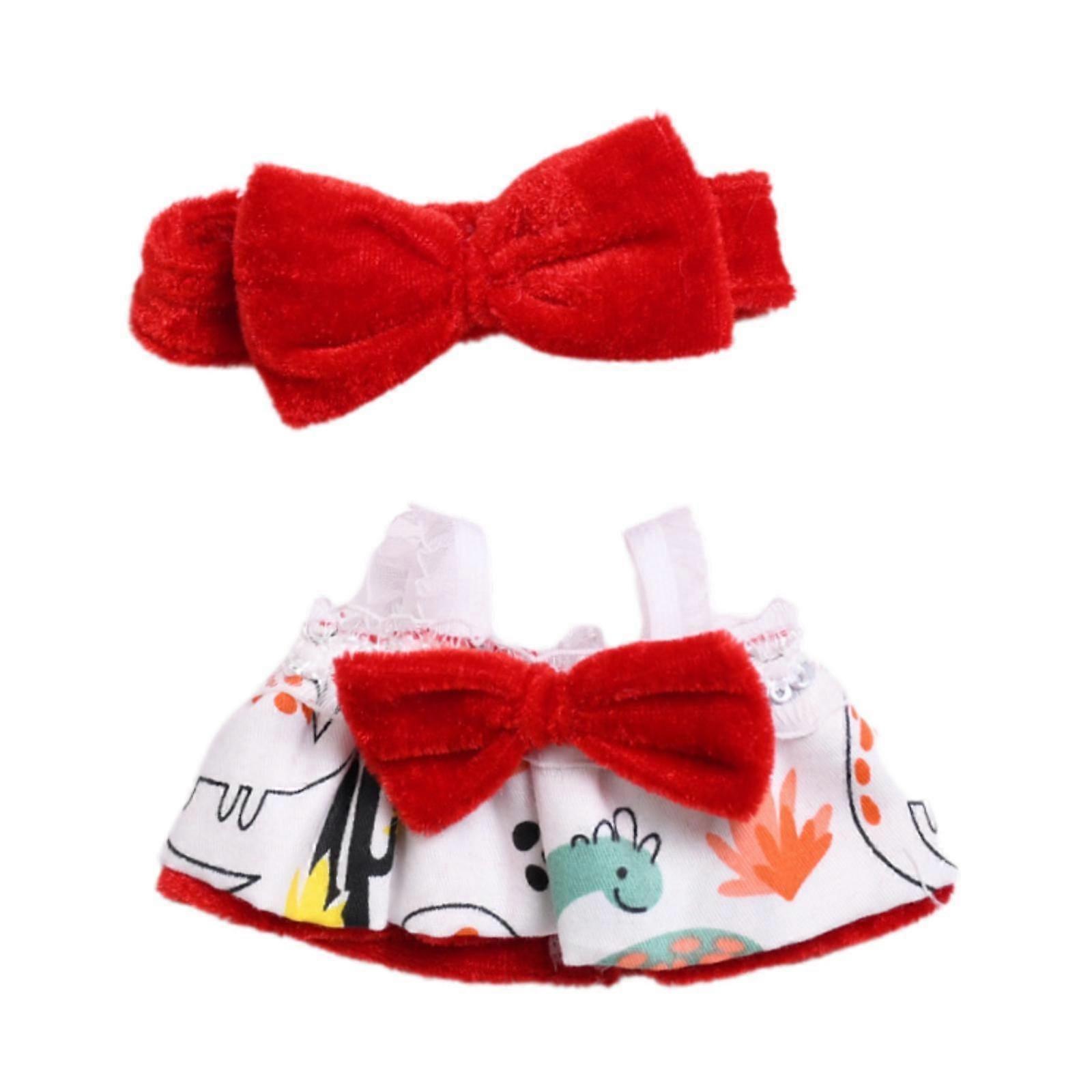 Plush Doll Clothes Set with Headwear Fashion Girl Doll Costume for 17cm Doll Skirt and Headwear