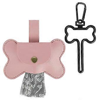 Dog Poop Pickup Bag Dispenser with Leash Clip Pet Waste Bag Dispenser for Dog Pooper Pet Outdoor PoopBag Leathers Holder  Red