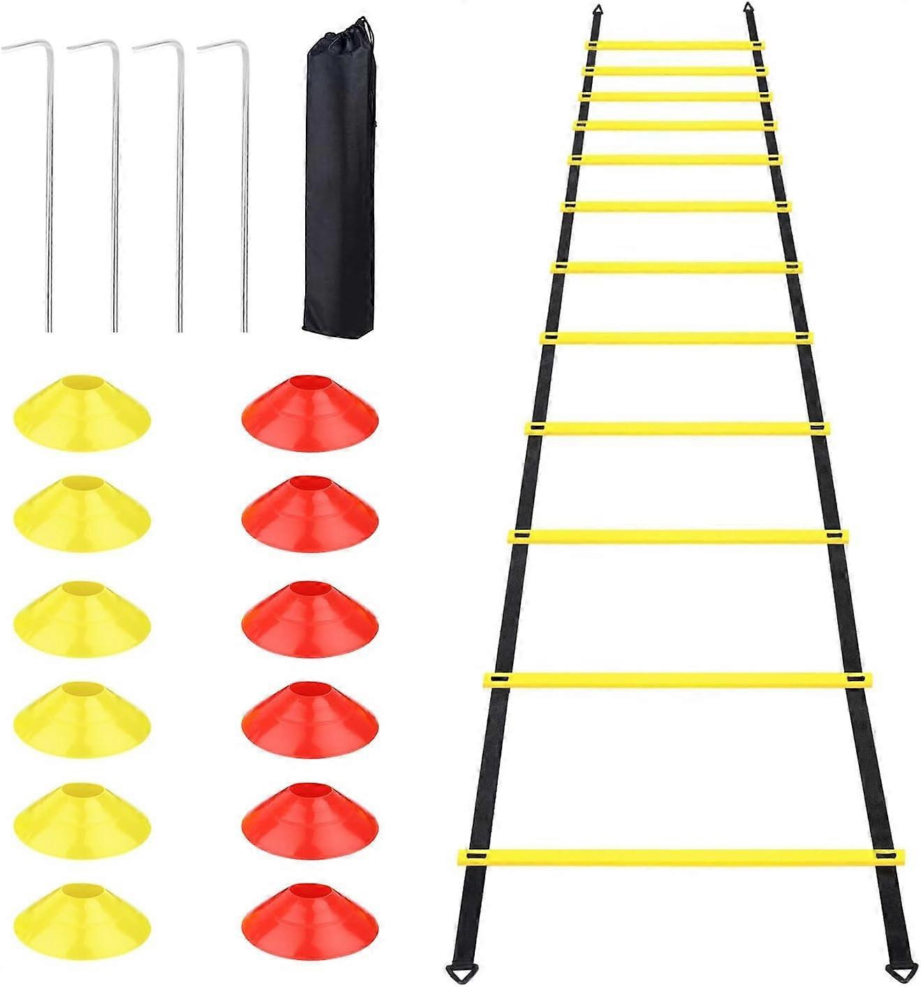 Football Agility Ladder, Speed Training Ladder with Cones and Posts