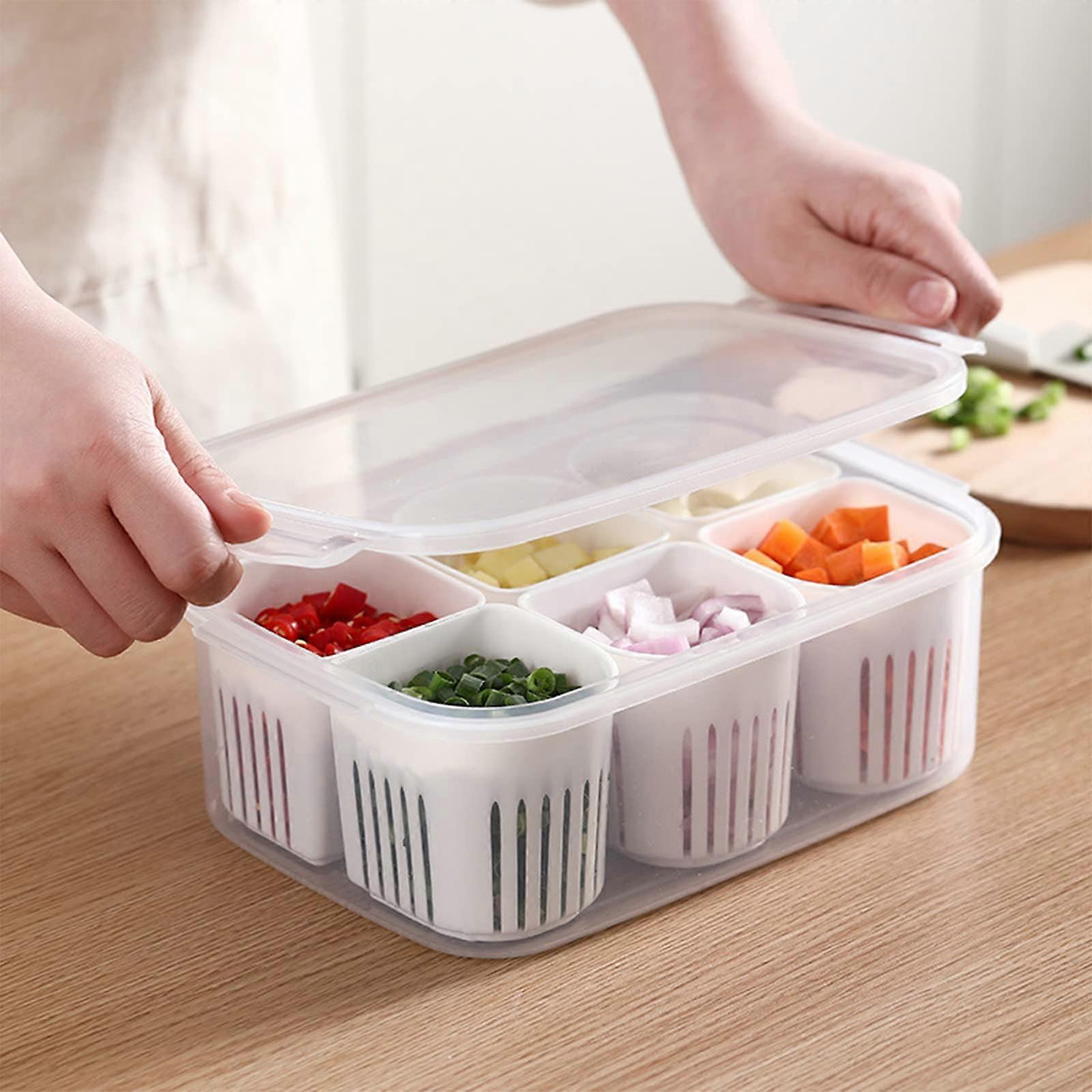 6 PCS Airtight Reusable Divided Food Storage Containers for Pantry Fridge