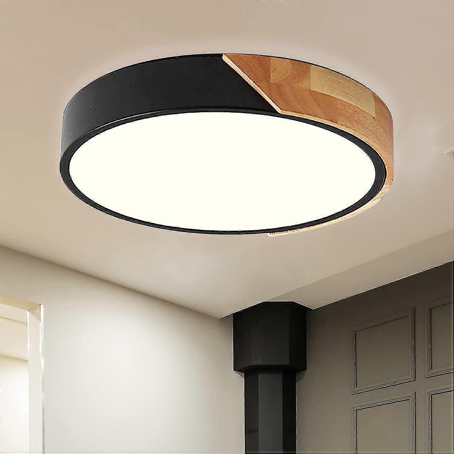 أضواء سقف LED سوداء ، مصباح سقف خشبي حديث ، مصباح سقف دائري 18 واط ، 30 سم *