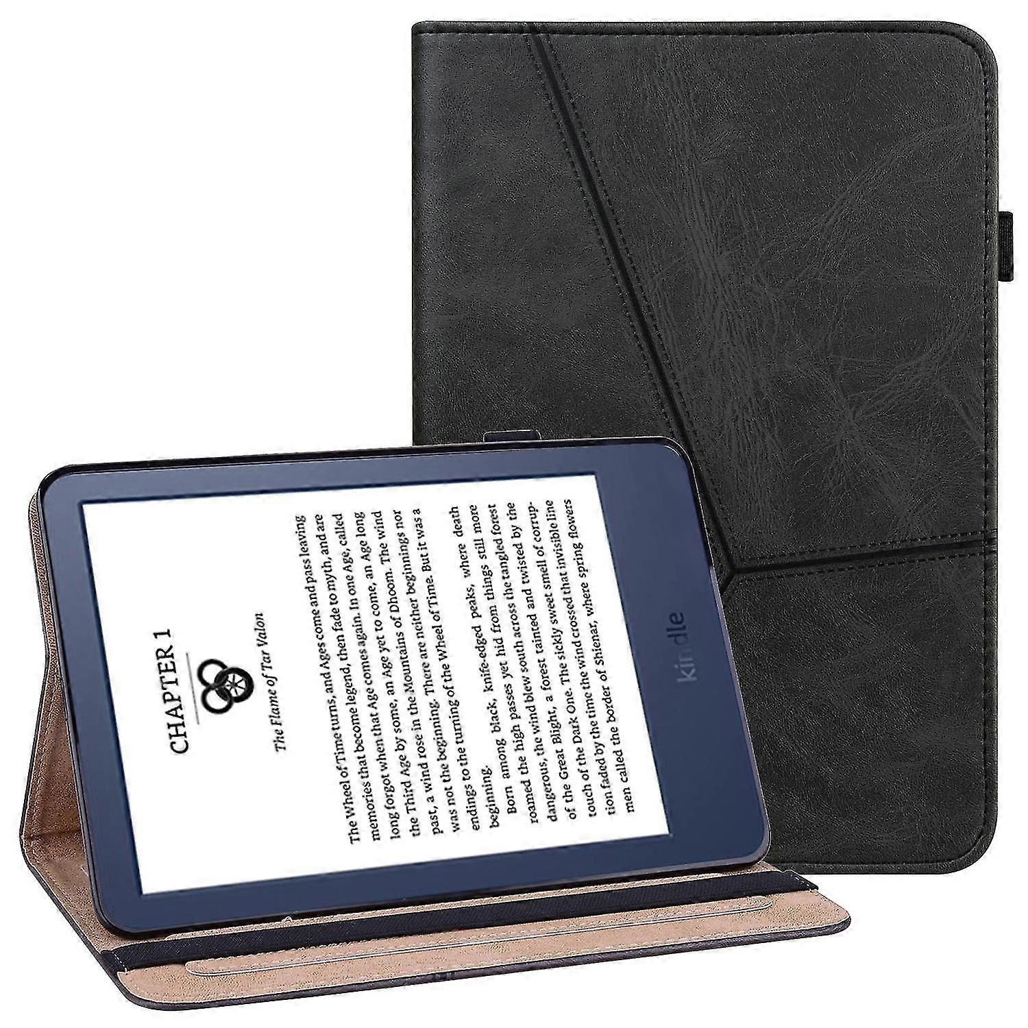 Voor Amazon Kindle Paperwhite 6 (2022) Line Imprinted PU Case Shockproof Tablet Cover met Card Slots