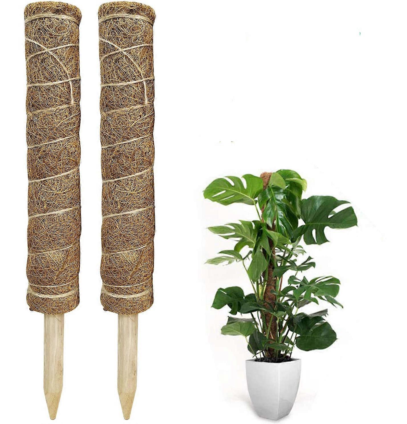 Reusable Moss Pole, Extendable Design for Plants, Natural Coco Coir Fiber Support with Sturdy Wooden Stake, Water Absorption & Nutrient Retention for
