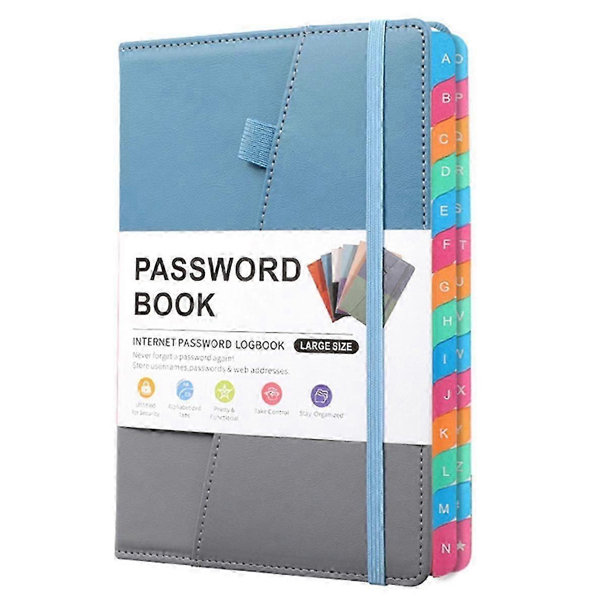 كتاب حارس كلمة المرور مع علامات تبويب أبجدية ملونة وإشارتين مرجعيتين ، لكبار السن 8.4 × 5.9 بوصة ، في