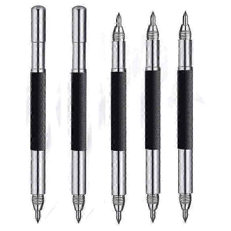 Tungsten Carbide Scribers 5 Pack, Engraving Pen With Double Head Design - Pocket Tungsten Carbide Tip Scriber Tool