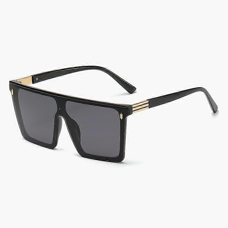 Oversized Square Sunglasses  Trendy Flat Top Black UV400 Shades for Men & Women