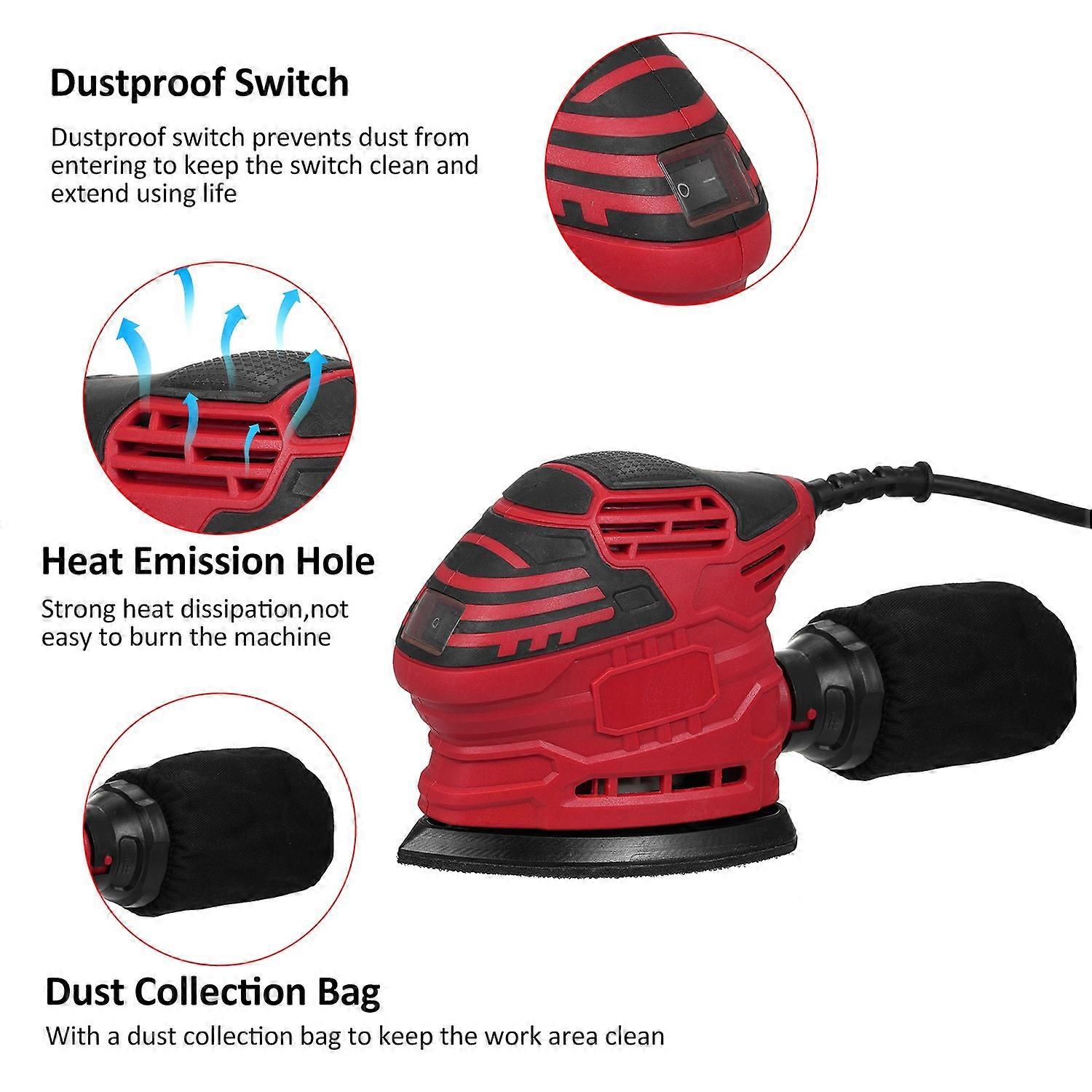 Lepmerk Detail Sander 180W 1.5A 13000RPM Compact Electric Sander with 12pcs Sandpaper Efficient Dust