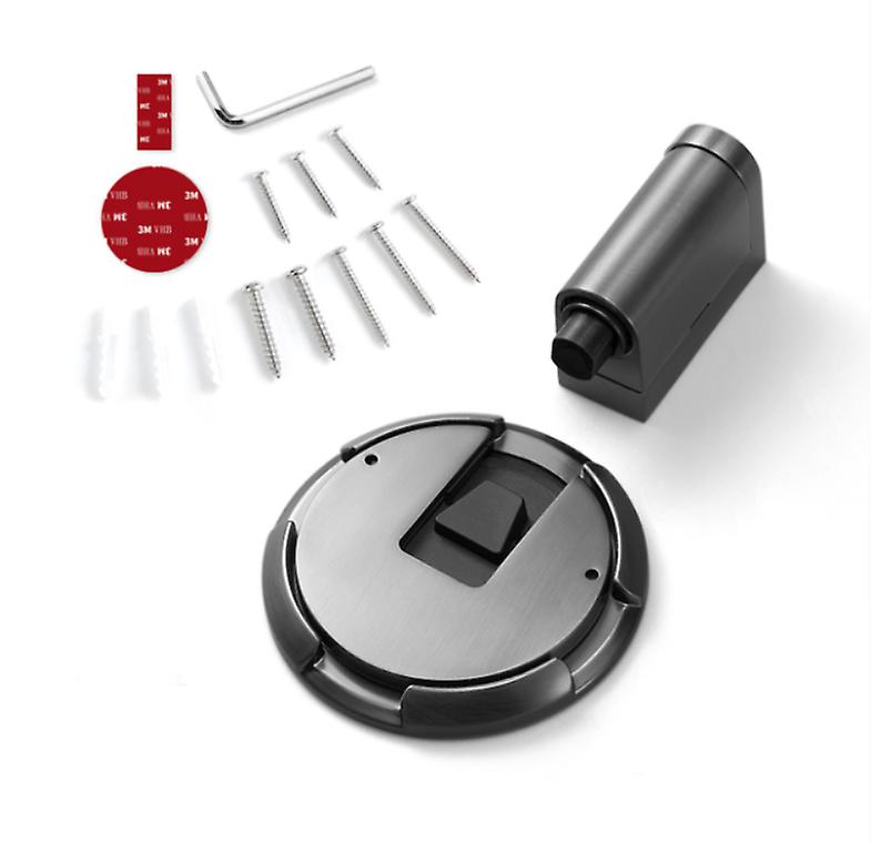 Self-Locking Door Stopper With Adjustable Height color Gray Black