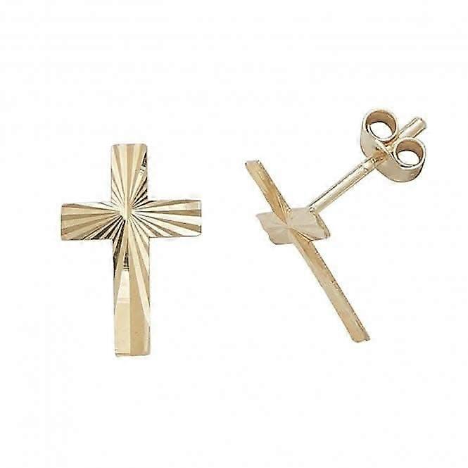 9ct Yellow Gold Cross Stud Earrings ES414