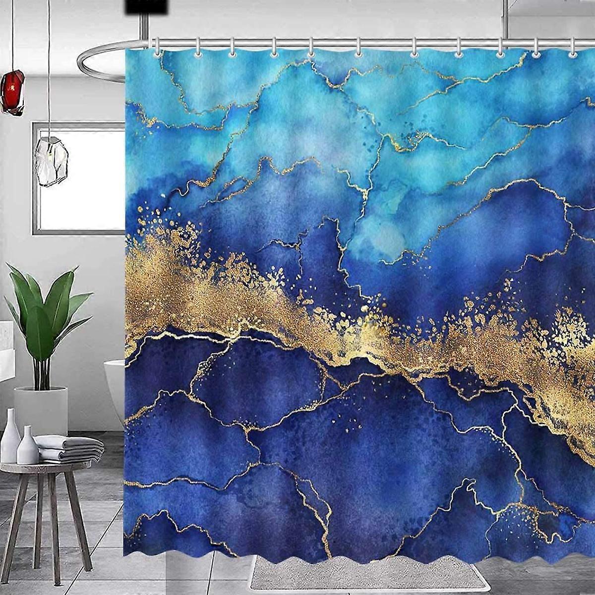 Blue Marble Shower Curtain Set, 71'' x 71''