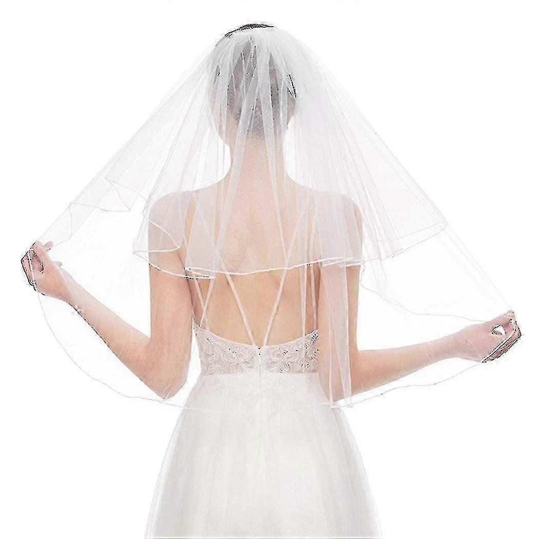 Mesh Bound Double Layer Bridal Veil
