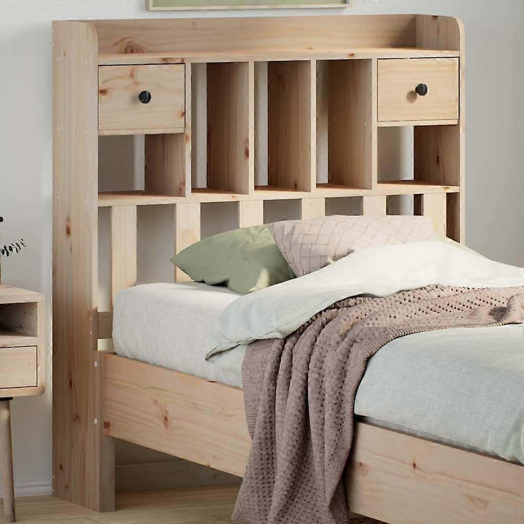 Headboard with storage space 100 cm solid pine wood