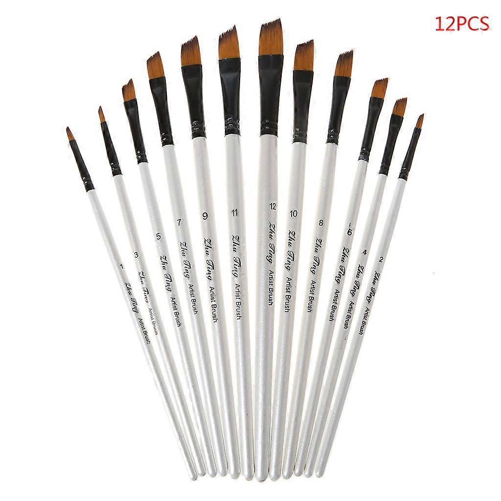 Watercolor Paint Brush 12pcs/set Professional Beginner Starter Creation Gadget for Primary School Senior Shcool Student Multicolor