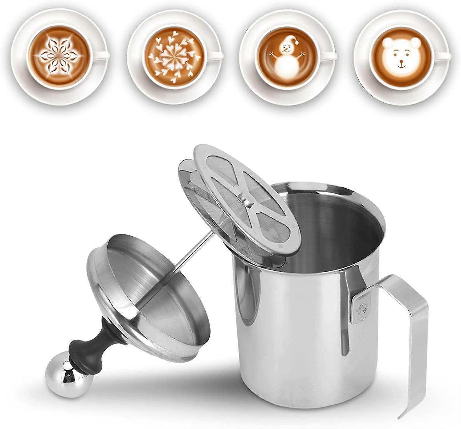 Manual Milk Frother for Latte and Cappuccino 27oz/800ml Stainless Steel Handheld Foam Maker for Coffee Drinks