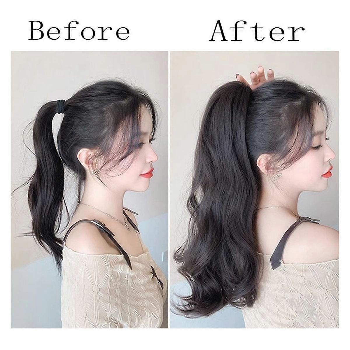 Light Brown Wig Female Ponytail Grab Clip Hip- High Ponytail