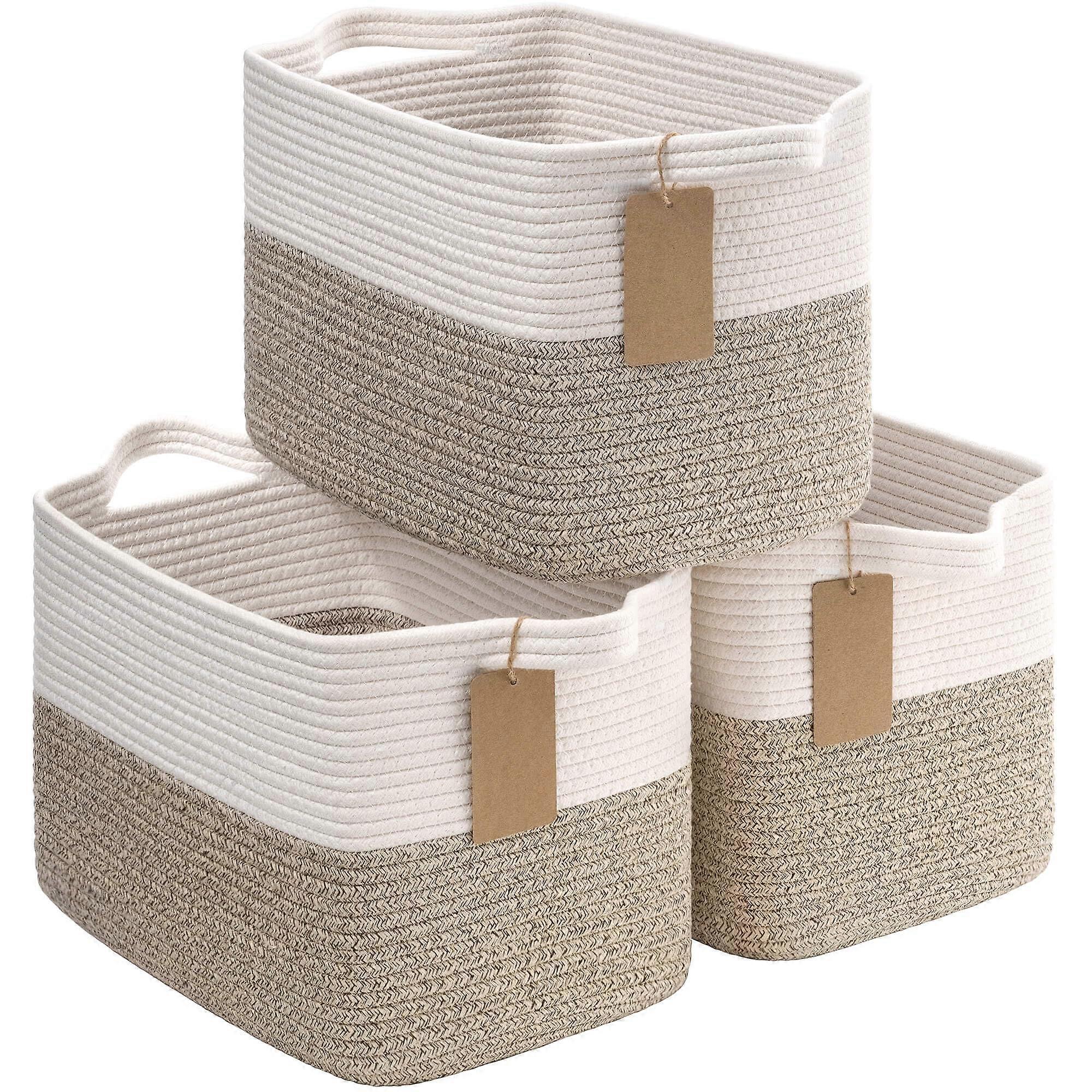 3 Pack Woven Baskets for Storage Empty Gift Basket 13 x 10 x 9 Inches