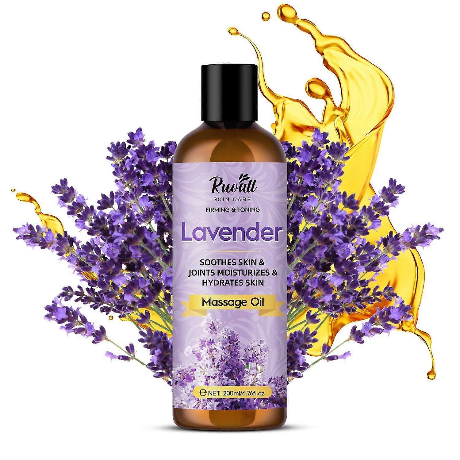 筋肉を落ち着かせ、落ち着かせ、リラックスさせるためのラベンダーマッサージオイル、マッサージのためのマッサージオイル、肌のための理想的なボディオイル、男性と女性のための保湿