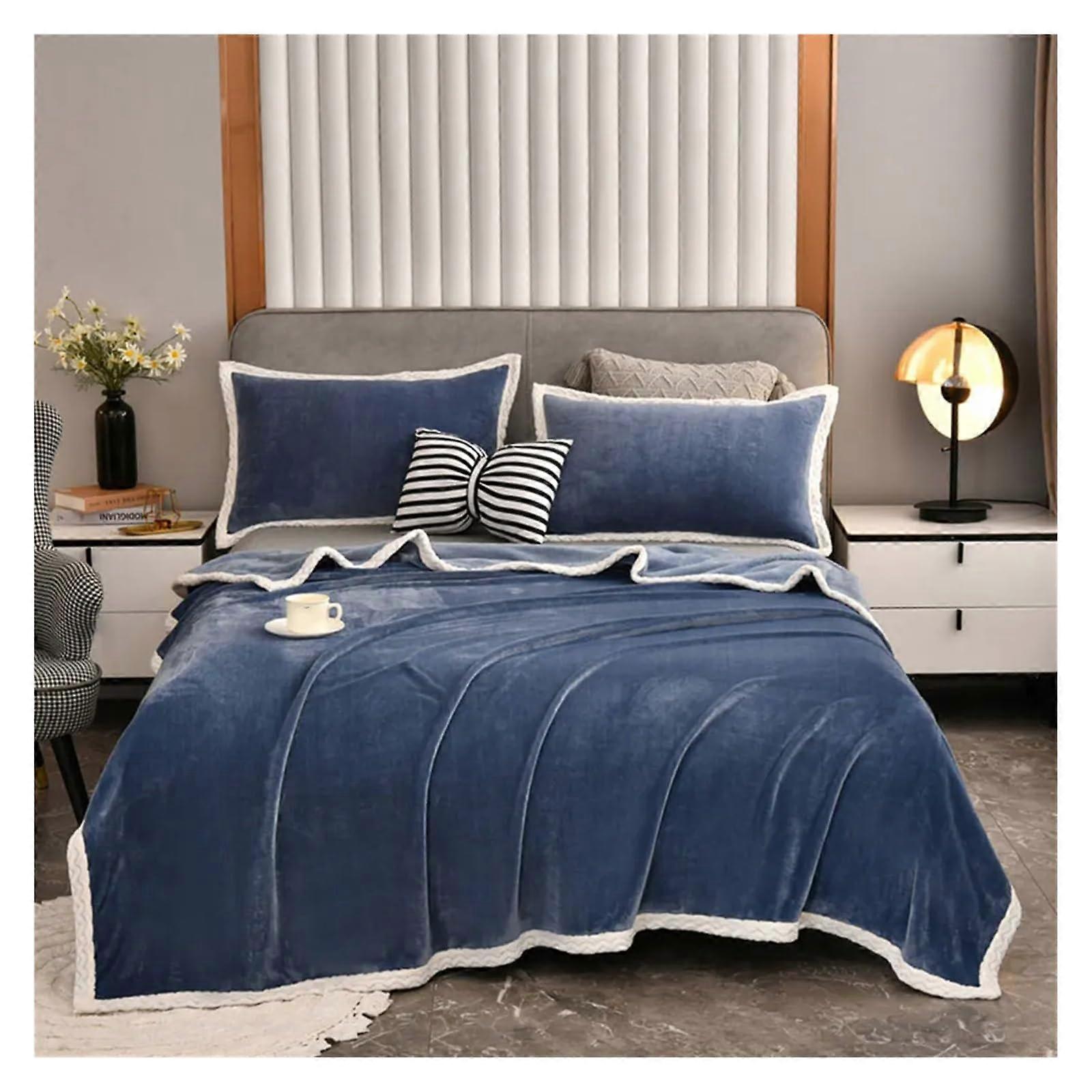 Solid Color Thick Double-Side Flannel Fleece Blankets for Bed Sheets
