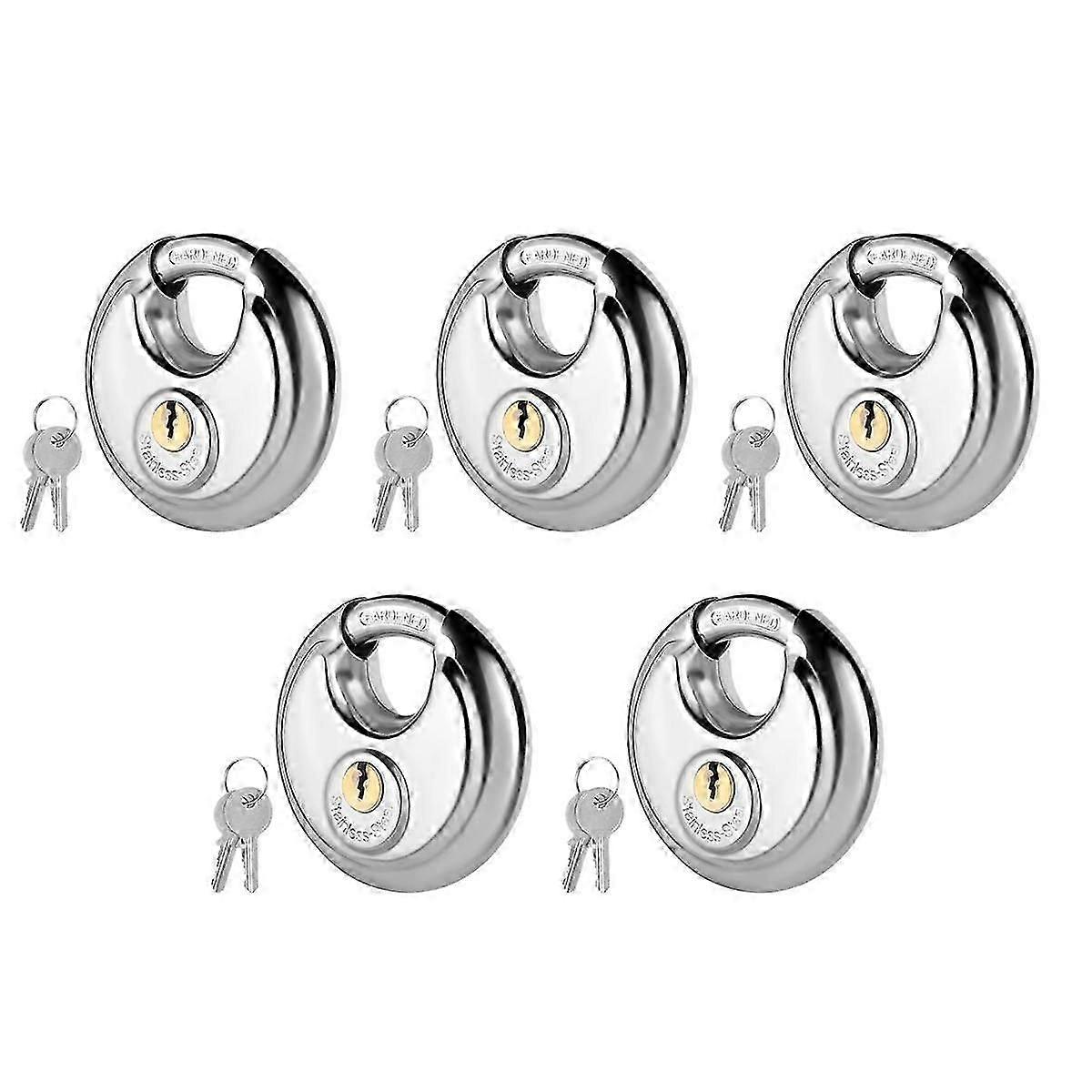 5-Pack Disc Lock Padlock with Key,Waterproof and Rustproof Storage Lock Ideal for Storage Unit Gate
